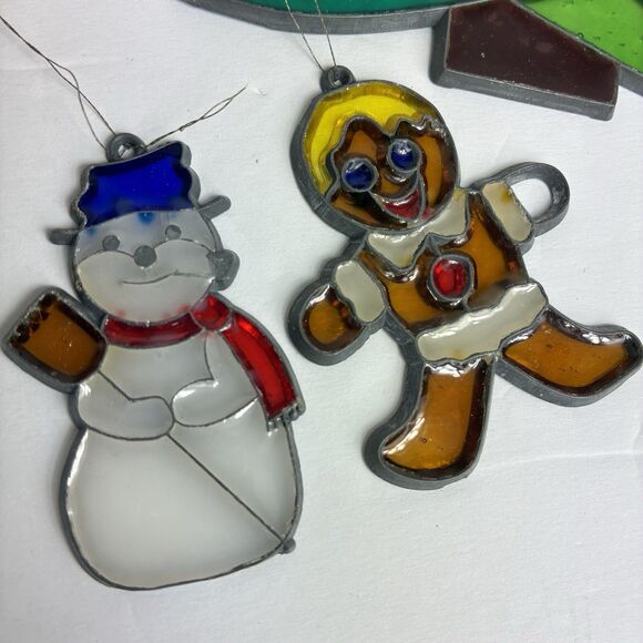 Vintage Stained Glass Style Christmas Ornaments Sun Catchers Lot Of 13 Pcs - Picture 7 of 9